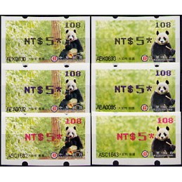 TAIWÁN (2010). Osos panda - negro + azul + rojo. ATMs (108)