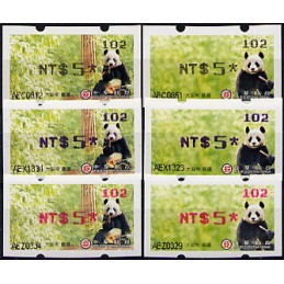 TAIWÁN (2010). Osos panda - negro + azul + rojo. ATMs (102)