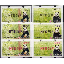 TAIWÁN (2010). Osos panda - negro + azul + rojo. ATMs (077)