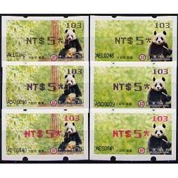TAIWÁN (2010). Osos panda - negro + azul + rojo. ATMs (103)