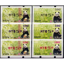 TAIWÁN (2010). Osos panda - negro + azul + rojo. ATMs (100)