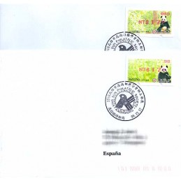 TAIWÁN (2010). Osos panda - rojo. Sobres P.D. España (098 + 98)