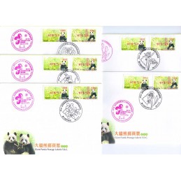 TAIWÁN (2010). Osos panda - rojo. Sobres (Flower Stamps Expo)