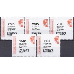 EEUU (2011). ENDICIA (stamps.com). Serie 5 etiquetas (VOID)