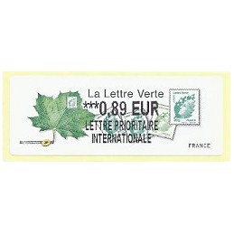 FRANCIA (2011). Lettre Verte - LISA 2. ATM nuevo (0,89 L P I)