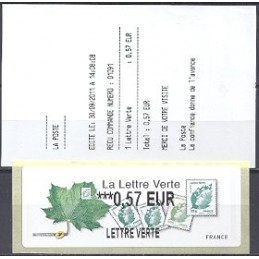 FRANCIA (2011). Lettre Verte - LISA 2. ATM nuevo (0,57 L V) + re