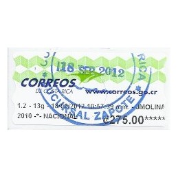 COSTA RICA (2012). Logotipo Correos (1) - Datamax. ATM, matas.