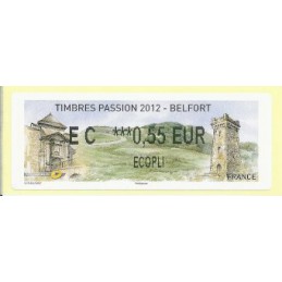 FRANCIA (2012). Timbres Passion Belfort. ATM nuevo (EC 0,55 ECOP