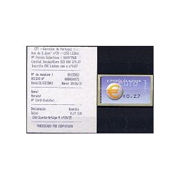 PORTUGAL (2002). Euro, a moeda - Amiel negro. ATM nuevo + rec.