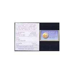 PORTUGAL (2002). Euro, a moeda - Amiel - coma. ATM nuevo + rec.